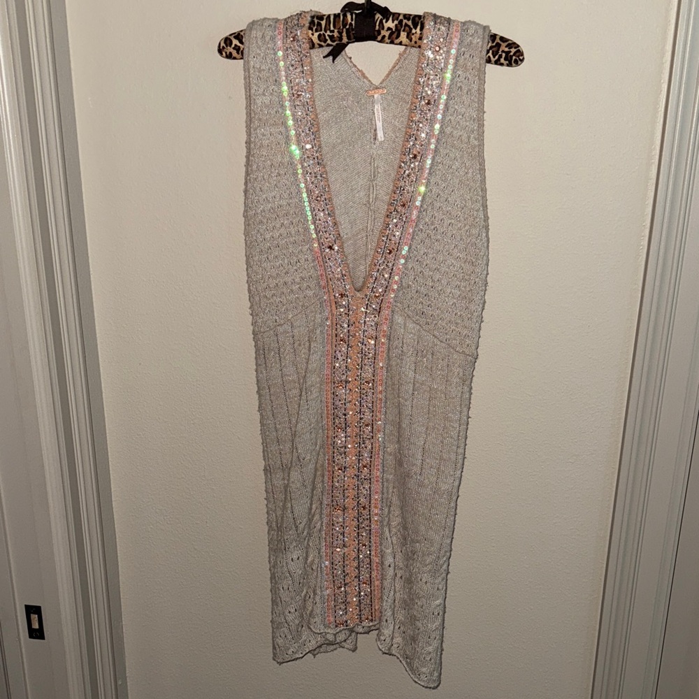 Free People Elegant Sequin Embellished long sweater or dress